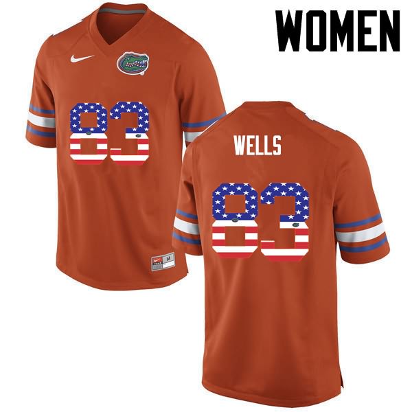 NCAA Florida Gators Rick Wells Women's #83 USA Flag Fashion Nike Orange Stitched Authentic College Football Jersey ISQ8264MZ